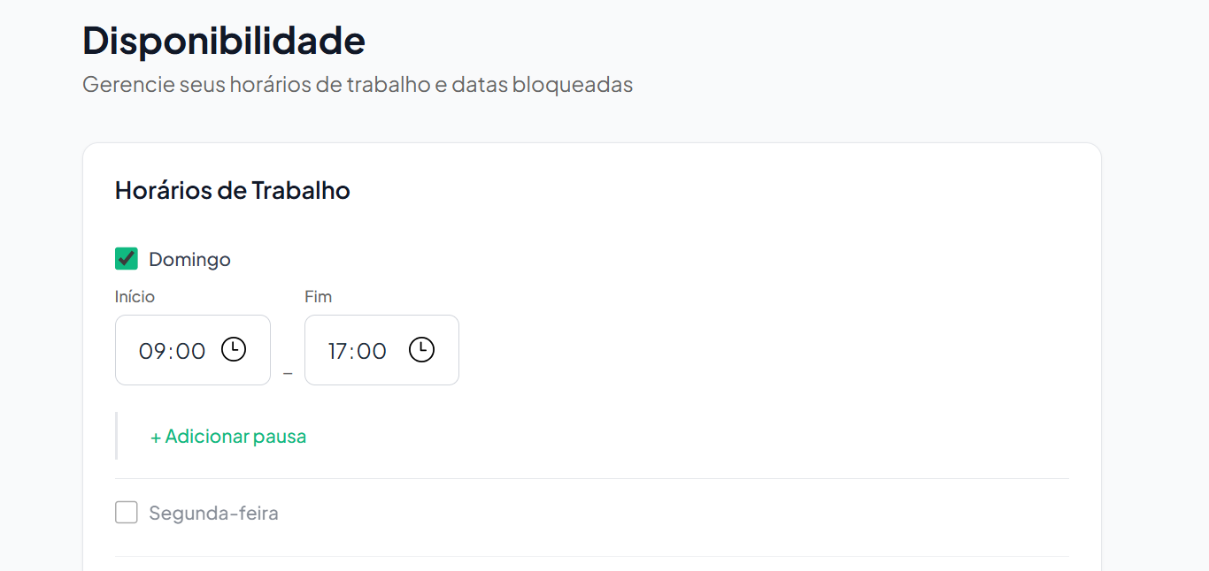 Tela de disponibilidade do Citami